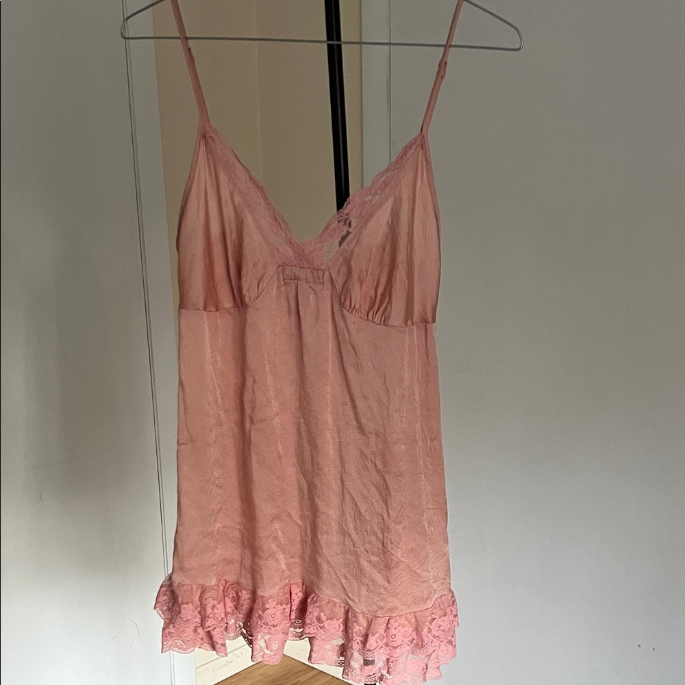 Victoria's Secret Pink Lace-Trim Silk Slip